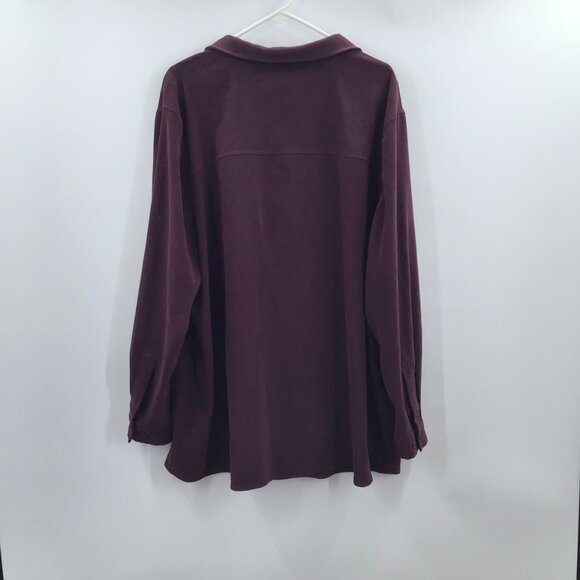Vintage Bigshirt 3X Oversize Shirt Burgundy Moleskin Stretch Lycra Tunic Length - Picture 4 of 11